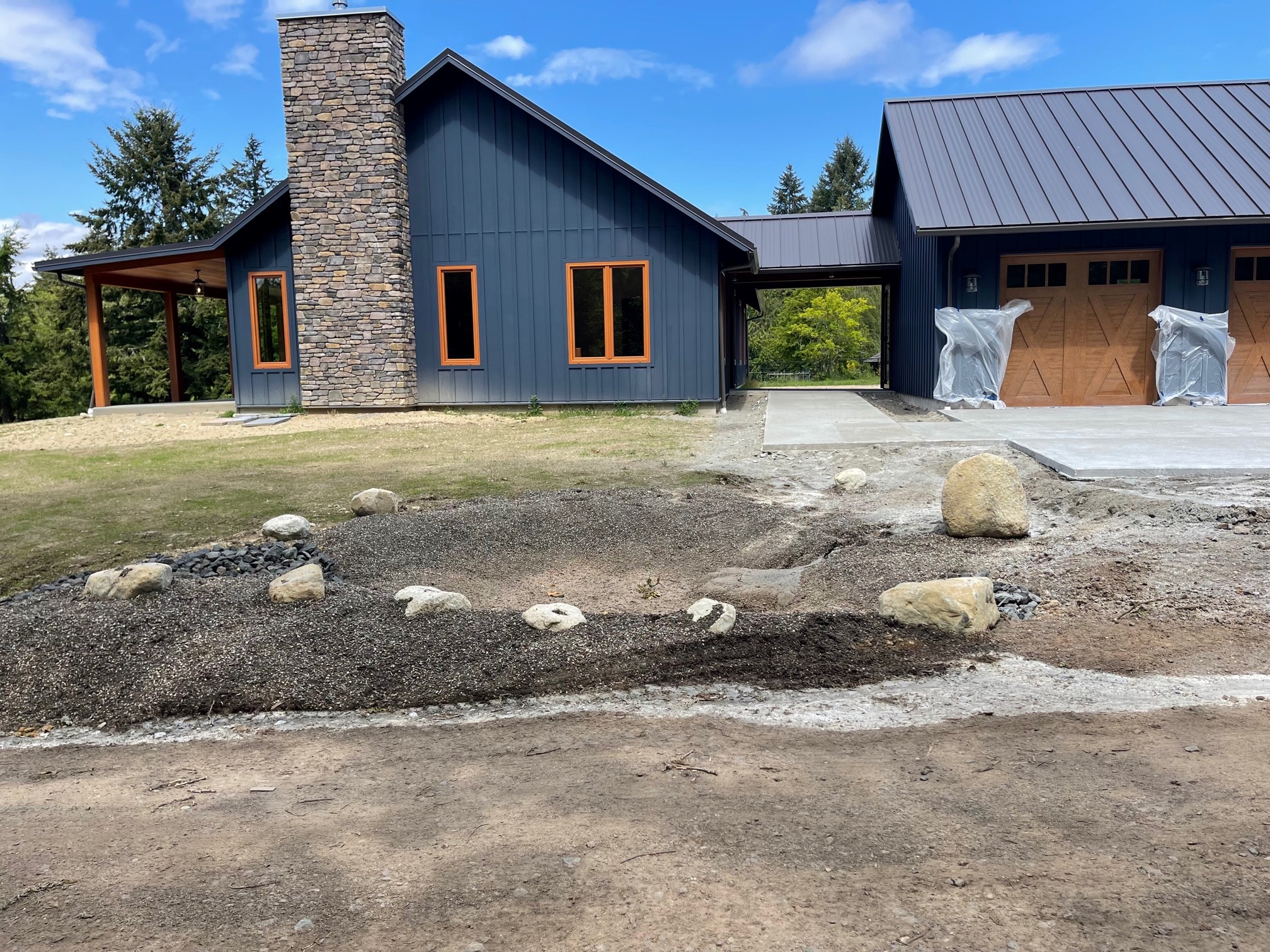 Modern country home landscape before installation
